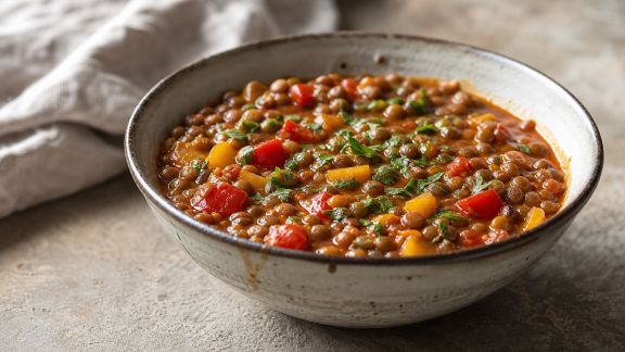 Goulash de lentilles aux poivrons fumés façon hongroise