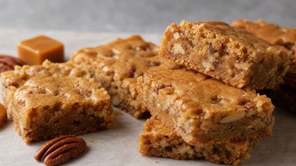 Blondies caramel et noix de pécan : gourmandise dorée