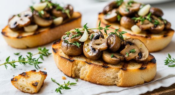 Bruschetta de Champignons Sautés au Thym et Ail