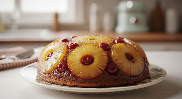 Gâteau renversé à l’ananas caramélisé : douceur rétro