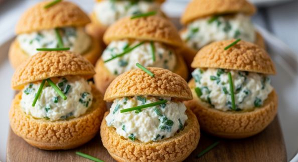 Petits Choux Farcis au Fromage et Ciboulette