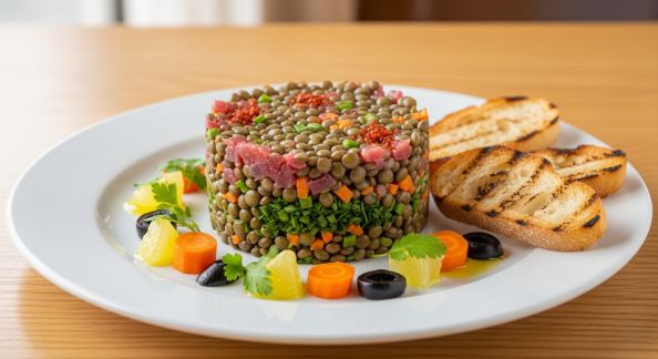 Tartare de Lentilles Vertes aux Légumes Croquants