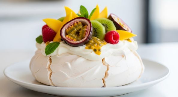 Pavlova Exotique : Un Nuage aux Fruits Tropicaux